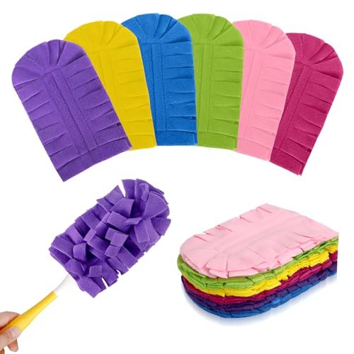 Fleece Reusable Duster Refill Compatible with Swiffer Duster, 360 Duster Refills Only, Washable Pet Heavy Duty Dusters Refills for Swiffer 3ft 6ft Extended Handle, 12 Pack (Handle is Not Included) - color: 12 Pack (Mixed Color)
