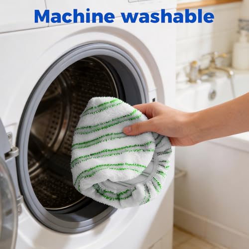 Masthome 16" Extra Large Microfiber Flat Mop for Floor Cleaning, 360° Rotating Dust Mop with 5 Washable Pads & 1 Cleaning Scraper, Wet Dry Mop for Hardwood Laminate Tile Ceramic - color: Green Extra Large