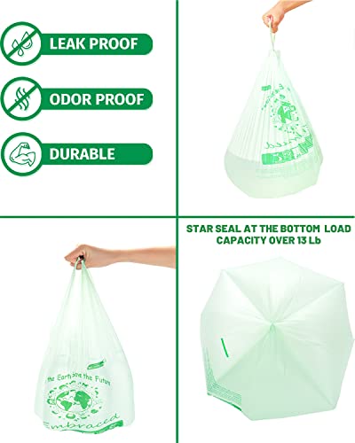 BEIDOU-PAC 100% Compostable Trash Bags, 3 Gallon Compost Bags Small Kitchen Trash Bags with Handle, 100 Count Sturdy Garbage Bags Food Scrap Waste Bags, ASTM D6400, US BPI Certified - style: Handle | 3 Gallon | 100 Count
