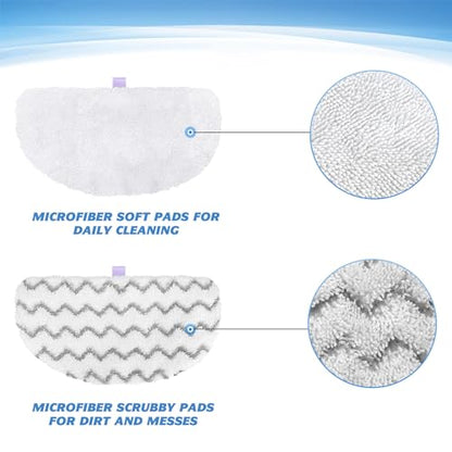 2 Pack Replacement Steam Mop Pads Compatible with Bissell PowerFresh Steam Mop, Fits Models 1940, 1806, 1544, 1440, Microfiber Scrubbing Pads for Sealed Hard Floors (1 Scrub + 1 Soft) - color: White – 2 Pack (Scrub + Soft)
