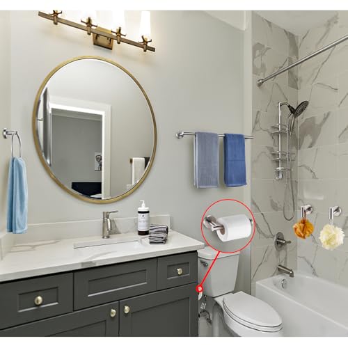 5 Pieces Brushed Nickel Bathroom Hardware Set Include 16inch Towel Bar,2pcsTowel Hooks,Toilet Paper Holder,Hand Towel Ring Round SUS304 Stainless Steel Bathroom Accessories Set Heavy Duty Wall Mounted - color: Brushed Nickel, size: 5 piece 16"