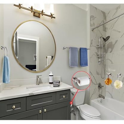 5 Pieces Brushed Nickel Bathroom Hardware Set Include 16inch Towel Bar,2pcsTowel Hooks,Toilet Paper Holder,Hand Towel Ring Round SUS304 Stainless Steel Bathroom Accessories Set Heavy Duty Wall Mounted - color: Brushed Nickel, size: 5 piece 16"