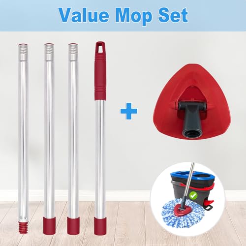 Mop Handle for Ocedar, Mop Handle for O Cedar, Spin Mop Replacement Handle for O Cedar, 4-Section Spin Mop Handles and Base for Ocedar, 30" to 58" Mop Stick Pole Handle and Base for Ocedar Spin Mop - size: Mop Handle with 2 Tank Base