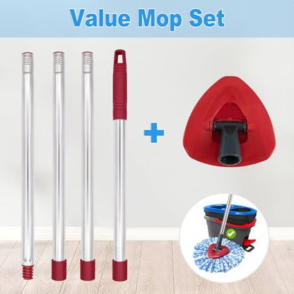 Mop Handle for Ocedar, Mop Handle for O Cedar, Spin Mop Replacement Handle for O Cedar, 4-Section Spin Mop Handles and Base for Ocedar, 30" to 58" Mop Stick Pole Handle and Base for Ocedar Spin Mop - size: Mop Handle with 2 Tank Base