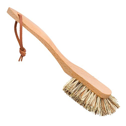 Redecker Dish Brush, Union Fiber, Curved Handle – Wrap-Around Heavy Duty Scrub Brush, Made in Germany - size: Single Unit, 10-1/2-Inches