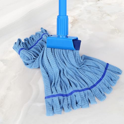 Large Microfiber Tube Mop Heads,Heavy Duty Mop Head,Highly Absorbent,Commercial Mop Head Replacement,Wet Mop Heads Replacement,for Hardwood, Tile, Laminate Floors (Blue Grey Yellow - 6 Pack)