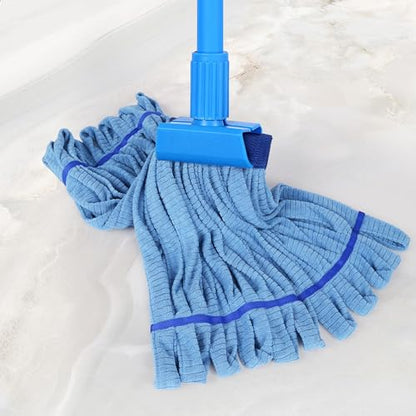 Large Microfiber Tube Mop Heads,Heavy Duty Mop Head,Highly Absorbent,Commercial Mop Head Replacement,Wet Mop Heads Replacement,for Hardwood, Tile, Laminate Floors (Blue Grey Yellow - 6 Pack)