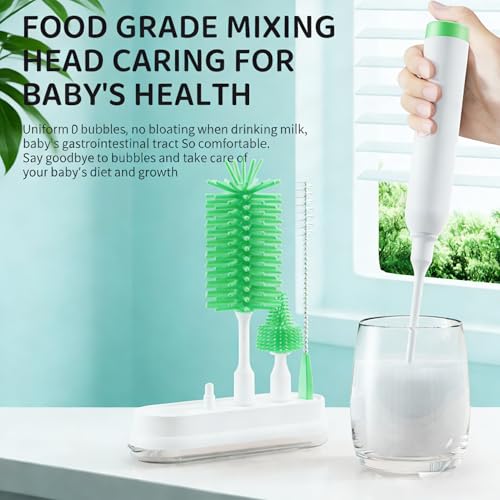 Rechargeable Electric Bottle Brush with Stand - 360° Spin Silicone Cleaner for Baby Bottles, Breast Pumps & Small Household Containers (Light Green) - color: Light Green