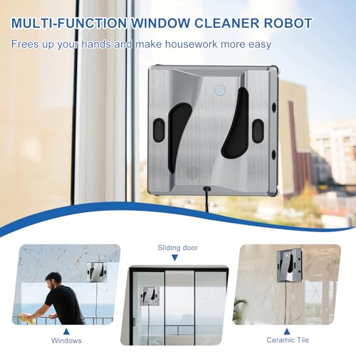 6000Pa Window Cleaning Robot High Suction Power Window Cleaner Robot with 4 Water Spray Intelligent Cleaning Perfect for High-Rise Windows, Glass Doors and Tiles