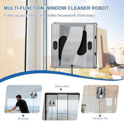 6000Pa Window Cleaning Robot High Suction Power Window Cleaner Robot with 4 Water Spray Intelligent Cleaning Perfect for High-Rise Windows, Glass Doors and Tiles