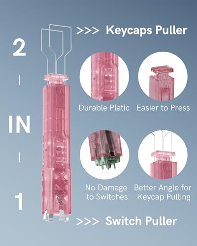 Keymatic 2-in-1 Switch Puller and Keycap Puller for Mechanical Keyboard, Key Switch with 4-Claw Grip, One-Press Eject Design for Fast & Stable Removal,Pink - color: Pink
