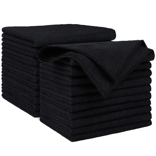 AIDEA Microfiber Cleaning Cloth Black 20PK, Microfiber Towels for Cars, Premium Car Cloth, Dusting Cloth Lint Free Cleaning Rags for SUVs, House, Kitchen, Window, Workshops,12×12" - color: Black, size: 20PK