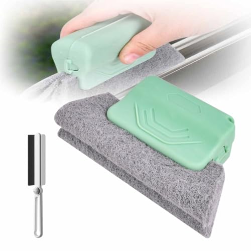 Window Groove Cleaning Brush,2024 New Hand-held Magic Window Track Cleaner Tools Set,Groove Cleaning Brush Window or Sliding Door for Sliding Door, Sill, Tile Lines, Shutter (Green) - color: Green