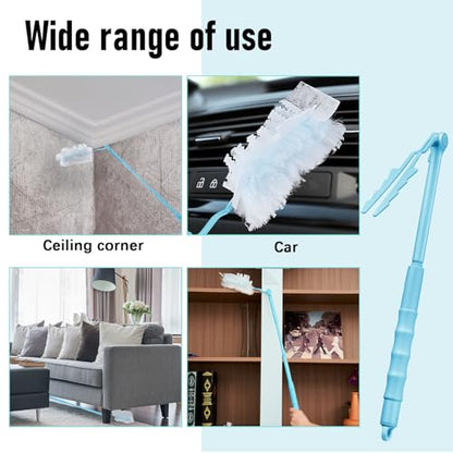 Colingmill 4 Pcs 3 ft Replacement Handles Compatible with Duster Refills, Long Extended Handle Only, Adjustable Length for Ceiling Fans, Blinds, Shelves, Windows, Foldable & Extendable (Sky Blue) - color: Sky Blue