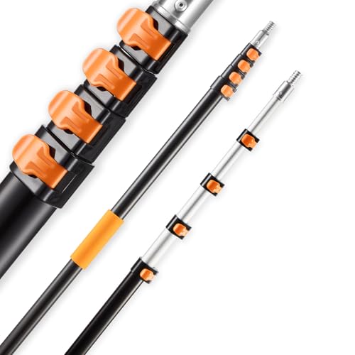 VEVOR Telescopic Extension Pole, 4.66-19 FT Multi-Purpose Extendable Pole, Sturdy Aluminum Alloy Paint Pole Extension with Flip-Lock Design, High Reach Roller Stick for Painting, Dusting and Cleaning - style: 5-19 FT