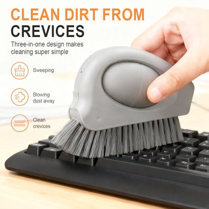 2 in 1 Groove Cleaning Brush with Air-Blowing, Window Track Cleaning Tools, Multifunction Window Track Cleaner with Hard Bristle Scraper, Crevice Brush for Sliding Door Track, Window Seal, Sill (1PC) - color: 1pc