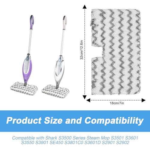 Steam Mop Replacement Pads for Shark S3500 Series S3501 S3601 S3501S S3601C S3550 S3801 S3901 S2901 Steam Pocket Mop,Microfiber Scrub Mop Pads for Deep Cleaning,Reusable and Machine-washable,3 Pack - color: Gray
