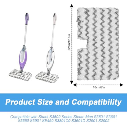 Steam Mop Replacement Pads for Shark S3500 Series S3501 S3601 S3501S S3601C S3550 S3801 S3901 S2901 Steam Pocket Mop,Microfiber Scrub Mop Pads for Deep Cleaning,Reusable and Machine-washable,3 Pack - color: Gray
