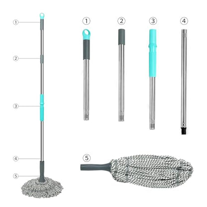 Self Wringing Mop Floor Cleaning, Easy Squeeze Twist Mop, Heavy Duty Wet Mops for Cleaning Hardwood Tile Vinyl Laminate Floors (Gray- 2 Head) - color: Gray- 2 Mop Head