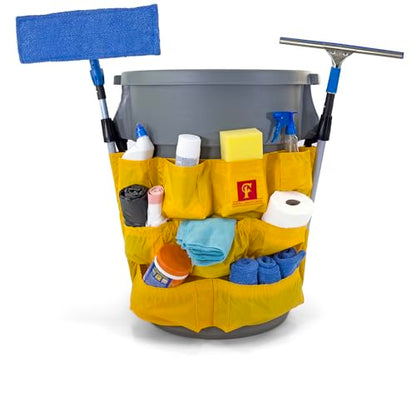 Trash Can Caddy Bag | Brute/Uline Compatible | Fits 32-55 Gallon Can XL Size | 12 Pockets | Heavy Duty Vinyl | Cleaning Supplies Caddy Organizer. - size: 1 Count (Pack of 1)