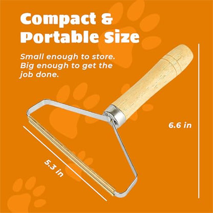 Pet Hair Remover - Multi Fabric Edge Carpet Rake Scraper with Rust-Resistant Copper Blade - Cat and Dog Hair Remover for Couch, Rugs, Car & Furniture (1)