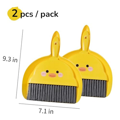 2 PCS Mini Brush and Dustpan Set Plastic Small Yellow Chick Pattern Broom Used for Desk Home Kitchen, Cage Cleaner for Small Animals, Guinea Pigs Hamsters Chinchillas Rabbits (Yellow Chick - 2pcs) - color: Yellow Chick - 2pcs