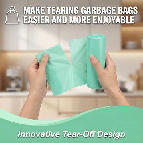 Small Trash Bags 1.2 Gallon: 150 Counts Bathroom Trash Bags Unscented Small Garbage Bags Strong Leak-Proof Trash Liners for Office Bedroom - YHEEL - color: 1.2Gal-Green-150pcs