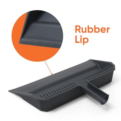 Superio Wide Plastic Dustpan with Comb - 16" Wide, Rubber Lip, Broom Handle Clip, Grey - color: Gray, size: 1 Pack