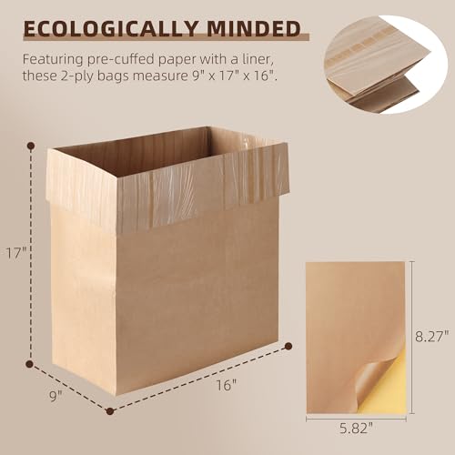 (15-Pack) Calvana Super Strong Compactor Bags, Heavy-Duty Kitchen Paper Trash Bags with Leak Proof Plastic Liner, Fits GE Model Compactors with Rectangular Containers, Includes 15 Sticker Seals - style: (15 Pack) Trash Bags + Stickers