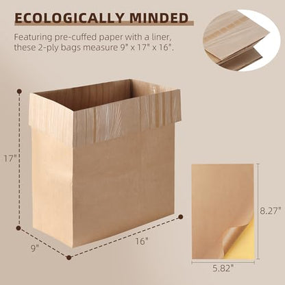 (15-Pack) Calvana Super Strong Compactor Bags, Heavy-Duty Kitchen Paper Trash Bags with Leak Proof Plastic Liner, Fits GE Model Compactors with Rectangular Containers, Includes 15 Sticker Seals - style: (15 Pack) Trash Bags + Stickers