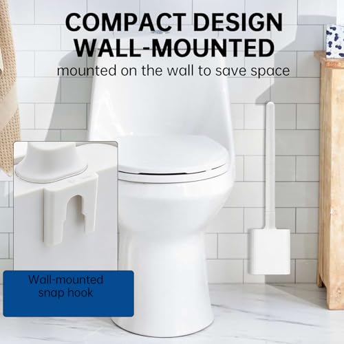 RV Essentials, RV Toilet Brush, Toilet Brush Silicone Won't Damage Toilets, Wall Mounted Toilet Brush White-Anti-Roll, Anti-Drip Design, Suitable for RV Travel Trailers and Campers, Camper Must Haves
