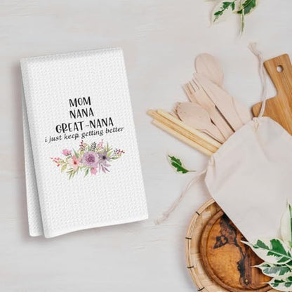 Great Grandma Dish Towels - Great Nana Gifts Reusable Dish Towel Waffle Weave Absorbent Kitchen Towels, Grandmas Hand Cloth Tea Towel, Grandma Gifts from Grandson Granddaughter (14×24 Inches) - color: Great Nana Quote