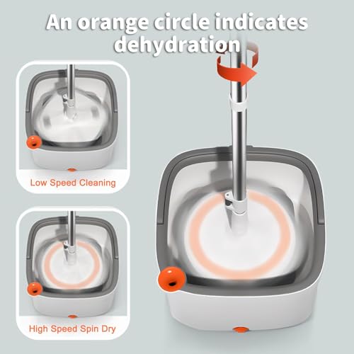 Spin Mop and Bucket with M16 Self Separation Dirty and Clean Water System, Self Wringing 360° Rotating Clean Mop-Head and Bucket Set for Hardwood Tile Marble Floors with 14Pads-Grey - size: Grey Mop Set with 14 Pads