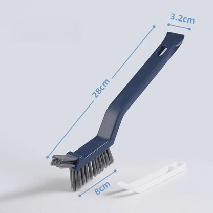 3 in 1 Multi-Function Hard Bristle Crevice Cleaning Brush with Cleaning Clamp and Scoop for Kitchen Bathroom Floor Wall Vehicle Blue (White) - color: White