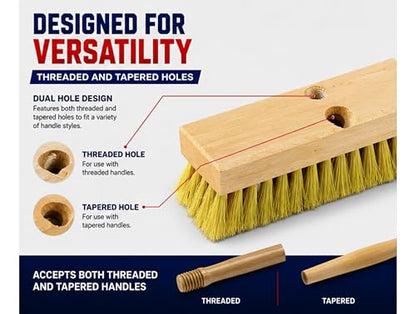 Bon 11-211 Acid Brush with Holes 10" x 3" Tampico Bristle Brush Accepts Threaded and Tapered Handles
