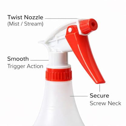 Jantle 32 oz Spray Bottles (12 Pack) Heavy Duty Refillable Trigger Sprayer, Adjustable Nozzle Mist/Stream, Measurement Markings, Multipurpose Cleaning & Plants
