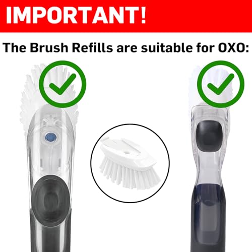 Brush Refills for OXO Dish Brush - 4 Pack Dish Brush Cleaning Soap Dispensing Head Replacement for Scrubber (White) - color: 4-pack