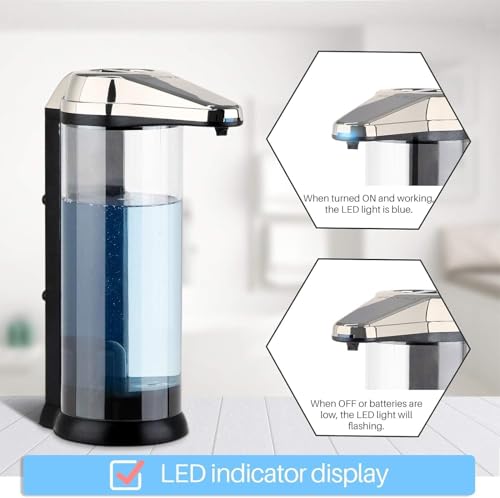 Secura 17oz Automatic Liquid Soap Dispenser, Touchless Battery Operated Hand Soap Dispenser with Adjustable Soap Dispensing Volume Control Dial, Personal Care Dispenser (Brushed Nickel) - color: Brushed Nickle, size: 500ml