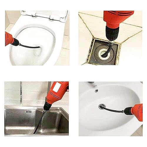 10mm Heavy-Duty Drain Auger Snake Cable with Drill Adapter - 6.5Ft/2M Flexible & Reusable Plumbing Clog Remover for Kitchen, Bathroom, Toilet, Shower Sink & Pipe