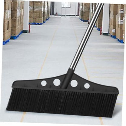 Outdoor Heavy Duty Push Lawn Sweeper Detachable Stainless Steel Garden Broom Handle for Efficient Cleaning of Driveways Courtyards and