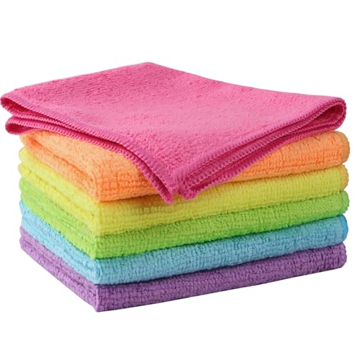 Orighty Microfiber Cleaning Cloth 6 Pack, Microfiber Towels for Cars, Highly Absorbent Car Cleaning Supplies, Lint Free Cloths Clean Rags for Car Care, House, Kitchen, 12x12 inch,Multicolor - color: Multicolor, size: Pack of 6