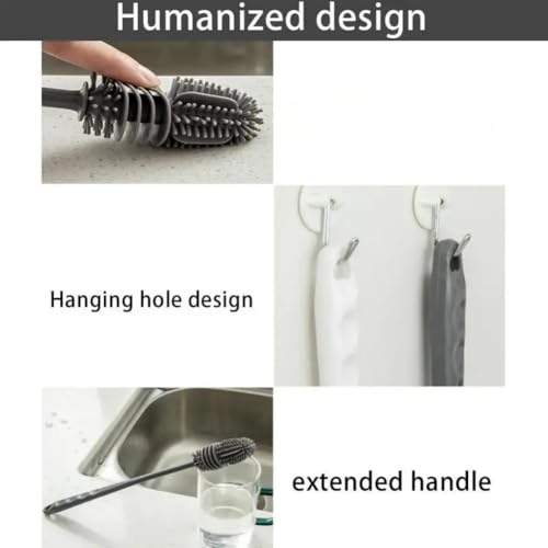 Long Reach Cleaning Brush - Flexible Silicone Brush for Bottles & Containers