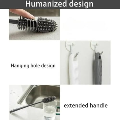 Long Reach Cleaning Brush - Flexible Silicone Brush for Bottles & Containers