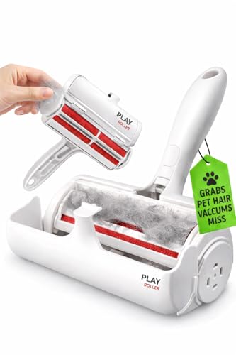 Play Pet Hair Remover Roller – Reusable Lint Roller for Cat & Dog Hair on Furniture, Couch, Carpet, Car, Rugs & Bedding – Portable, Eco-Friendly