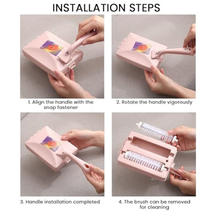 Carpet Debris Brush, Multi-Functional Handheld Double Roller Cleaning Brush, Carpet Table Sweeper Collector Brushes(Color:Random)