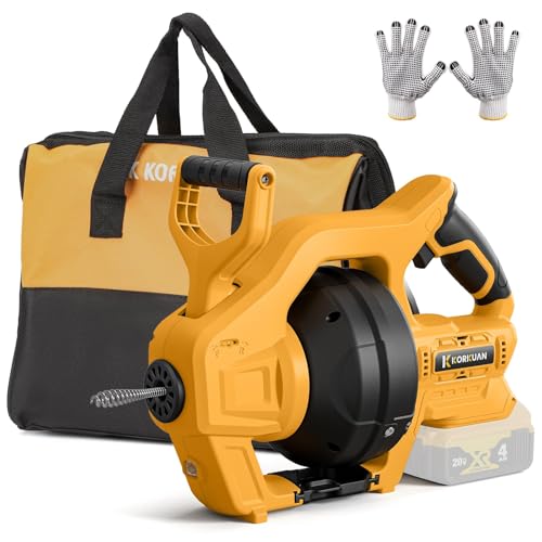 Cordless Drain Auger Compatible with Dewalt 20V Battery, Auto-Feed Plumbing Drain Snake with 23.62FT Replaceable Cable, Drain Clog Cleaner Tool for Sink, Toilet, Bathtub, Sewer (Battery Not Included)