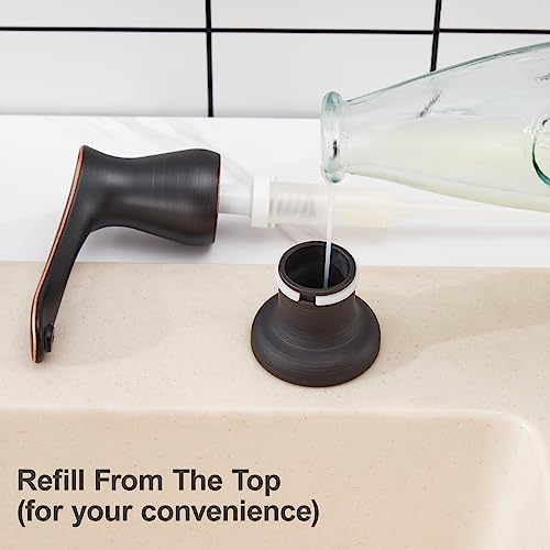 GAGALIFE Kitchen Sink Soap Dispenser Oil Rubbed Bronze, Built in Soap Dispenser with 17 OZ Bottle, Refill from The Top, Liquid Dispenser for Kitchen Sink - color: Oil-rubbed Bronze, size: with Bottle