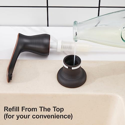 GAGALIFE Kitchen Sink Soap Dispenser Oil Rubbed Bronze, Built in Soap Dispenser with 17 OZ Bottle, Refill from The Top, Liquid Dispenser for Kitchen Sink - color: Oil-rubbed Bronze, size: with Bottle