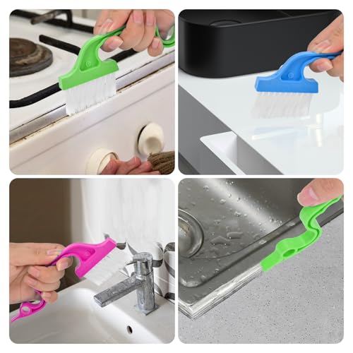 7Pcs Crevice Cleaning Brush, Multifunctional Window Track Cleaning Tools and Window Groove Cleaning Brush, Home Kitchen Bathroom Window Faucets, Easy to Use Cleaner Supplies Tool