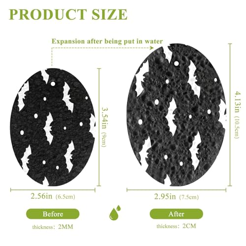 Bats Flying Halloween Dish Scrub Sponges Kitchen Non Scratch Reusable Compressed Cellulose Sponge Hanging for Household Cleaning Washing Dishes Pots and Pans 3 Pack - color: Pattern18
